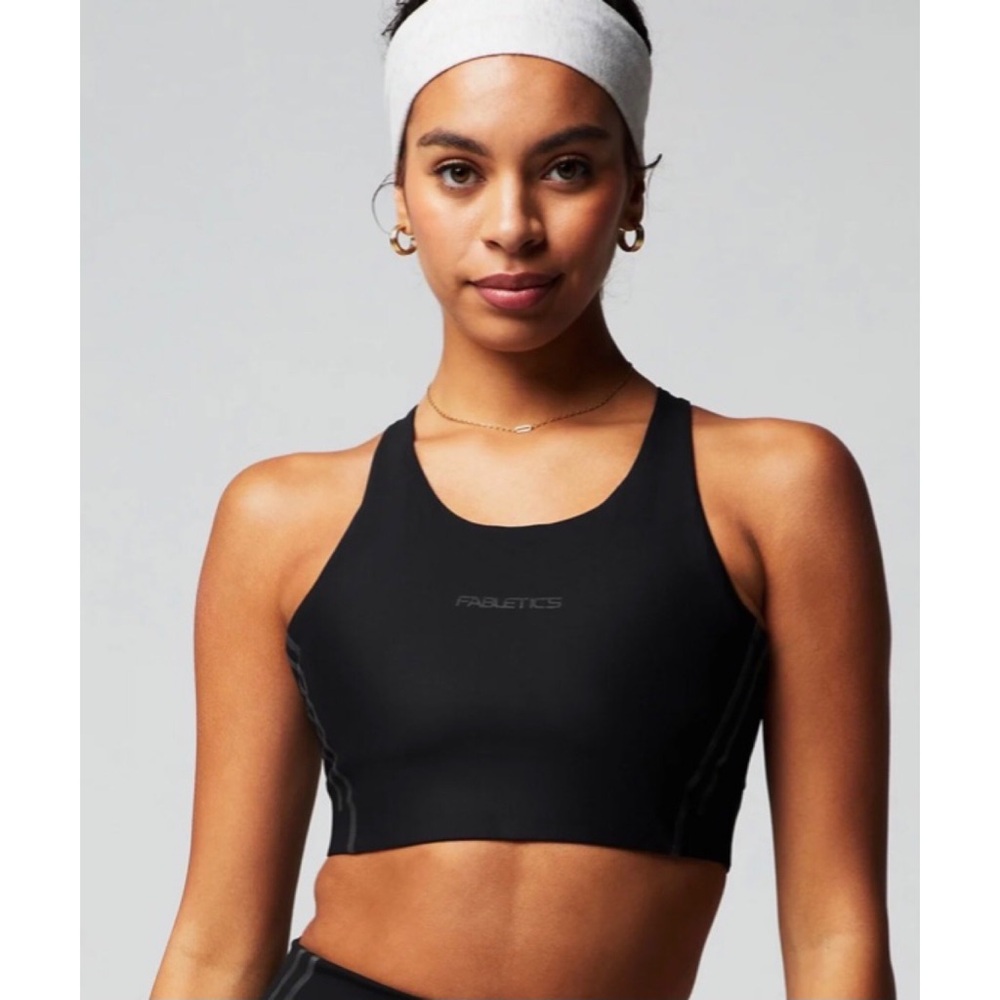 Fabletics No Bounce High Impact Sports Bra Black Reflective